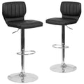 Merrick Lane Lot de deux tabourets de bar pivotants avec dossier à surpiqûres verticales et base chromée réglable avec repose-pieds