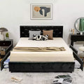 Costway Upholstered Platform Bed w/ 4 Drawers PU Leather Button Tufted Headboard