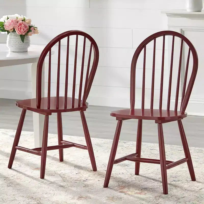 Lot de 2 chaises de salle à manger Windsor Buylateral en bois massif de style ferme à barreaux