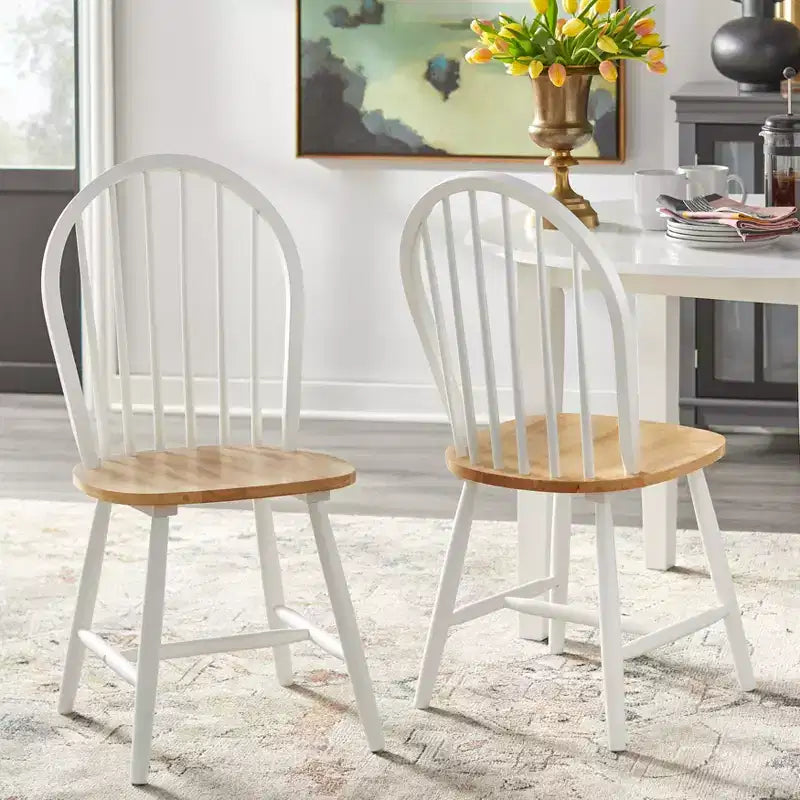 Lot de 2 chaises de salle à manger Windsor Buylateral en bois massif de style ferme à barreaux
