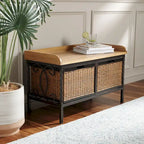 Banc de rangement étain antique/frêne clair - 33 x 15.7 x 20