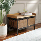 SAFAVIEH Vasilija Antique Pewter/ Light Ash Storage Bench - 33 x 15.7 x 20 - 33Wx16Dx20H
