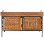 Banc de rangement étain antique/frêne clair - 33 x 15.7 x 20