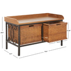 Banc de rangement étain antique/frêne clair - 33 x 15.7 x 20