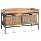 Banc de rangement étain antique/frêne clair - 33 x 15.7 x 20