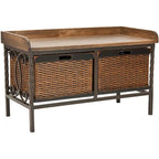 Banc de rangement étain antique/frêne clair - 33 x 15.7 x 20