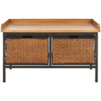 Banc de rangement étain antique/frêne clair - 33 x 15.7 x 20