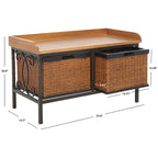 Banc de rangement étain antique/frêne clair - 33 x 15.7 x 20