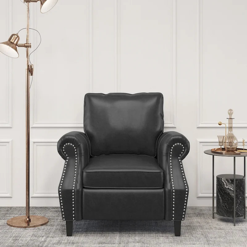 Fauteuil de club en similicuir avec clous de tapissier