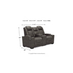 Causeuse inclinable électrique grise avec console - 71,75 L x 39 P x 44 H