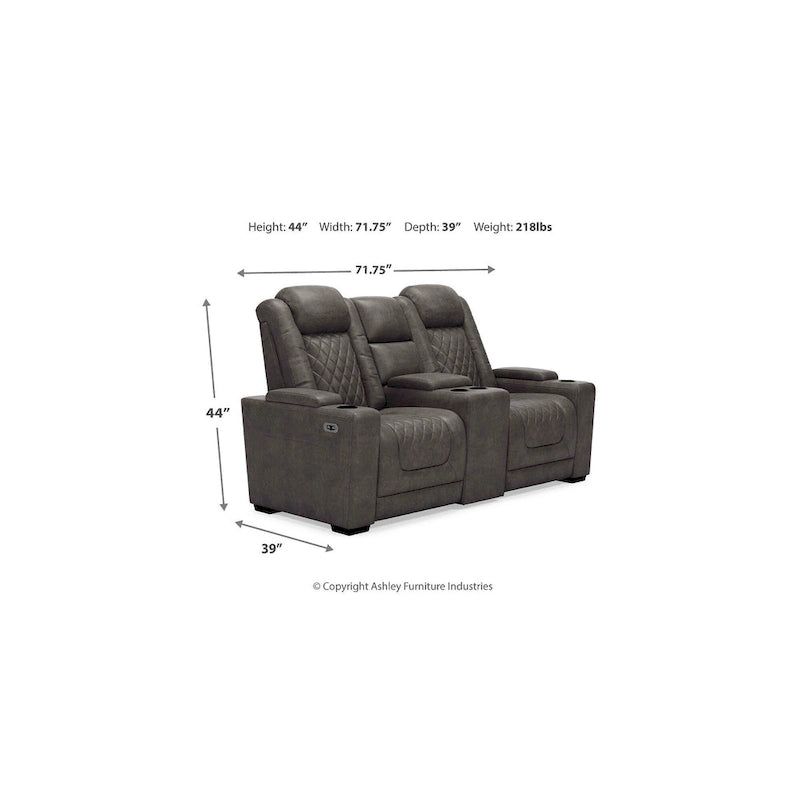 Causeuse inclinable électrique grise avec console - 71,75 L x 39 P x 44 H
