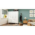 Home Traditional 2 Drawer Freestanding Wood Armoire in White Lacquer - 63Wx71.3