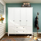 Armoire autoportante traditionnelle à 2 tiroirs en bois laqué blanc - 63Lx71,3