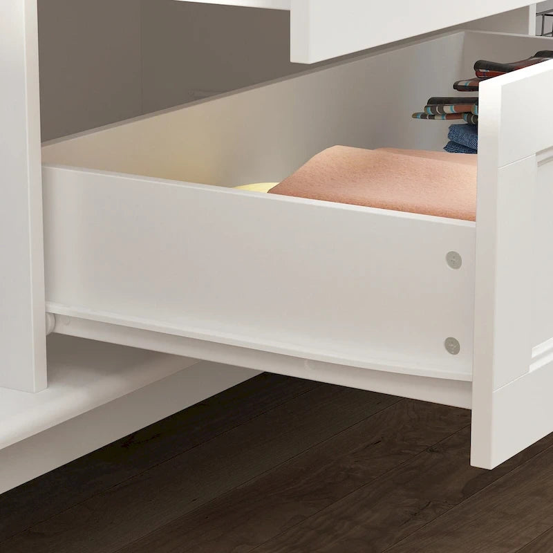 Armoire autoportante traditionnelle à 2 tiroirs en bois laqué blanc - 63Lx71,3