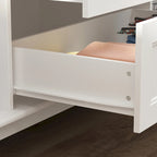 Armoire autoportante traditionnelle à 2 tiroirs en bois laqué blanc - 63Lx71,3