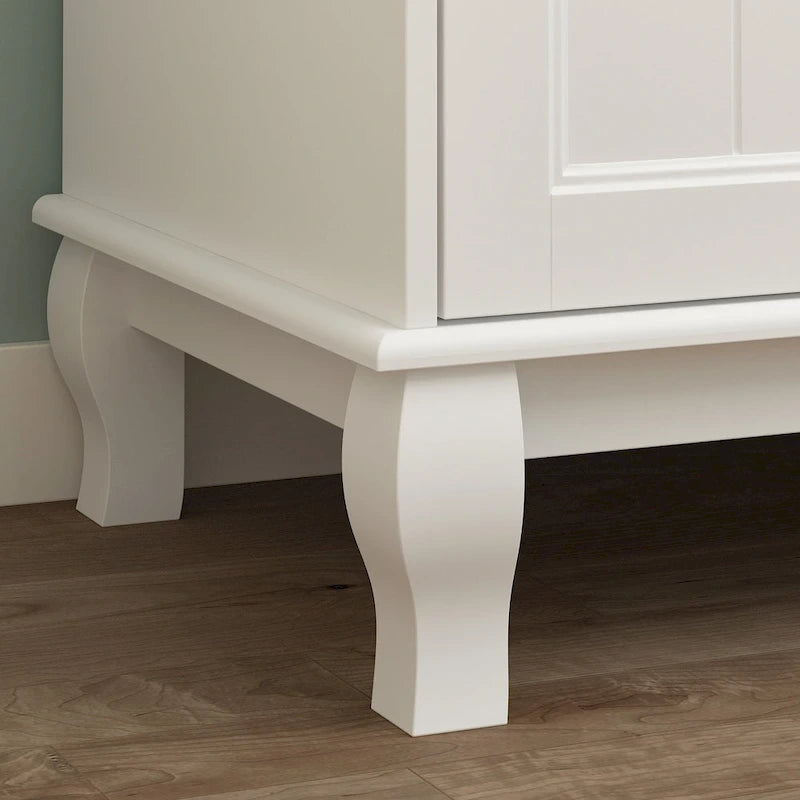 Armoire autoportante traditionnelle à 2 tiroirs en bois laqué blanc - 63Lx71,3