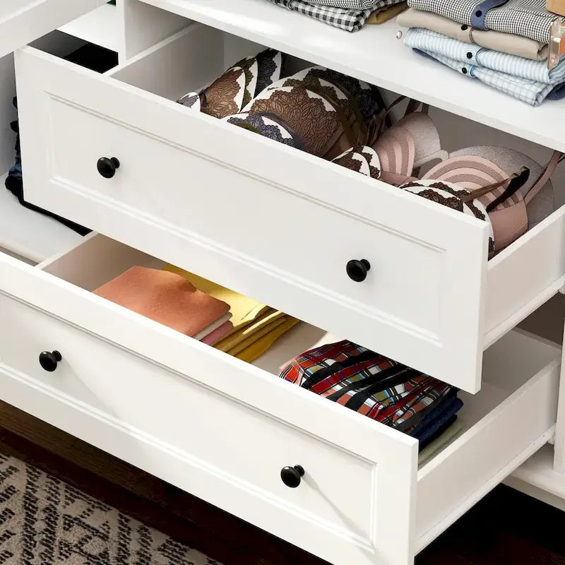 Armoire autoportante traditionnelle à 2 tiroirs en bois laqué blanc - 63Lx71,3