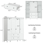 Armoire autoportante traditionnelle à 2 tiroirs en bois laqué blanc - 63Lx71,3