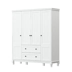 Armoire autoportante traditionnelle à 2 tiroirs en bois laqué blanc - 63Lx71,3