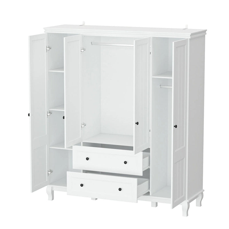 Armoire autoportante traditionnelle à 2 tiroirs en bois laqué blanc - 63Lx71,3