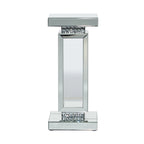 Table piédestal à miroir en verre - Argent - 12x12x28 po (LxPxH)