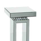 Table piédestal à miroir en verre - Argent - 12x12x28 po (LxPxH)