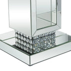 Table piédestal à miroir en verre - Argent - 12x12x28 po (LxPxH)
