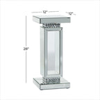 Table piédestal à miroir en verre - Argent - 12x12x28 po (LxPxH)