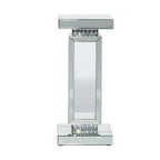 Table piédestal à miroir en verre - Argent - 12x12x28 po (LxPxH)
