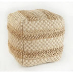 Pouf à carreaux en jute naturelle