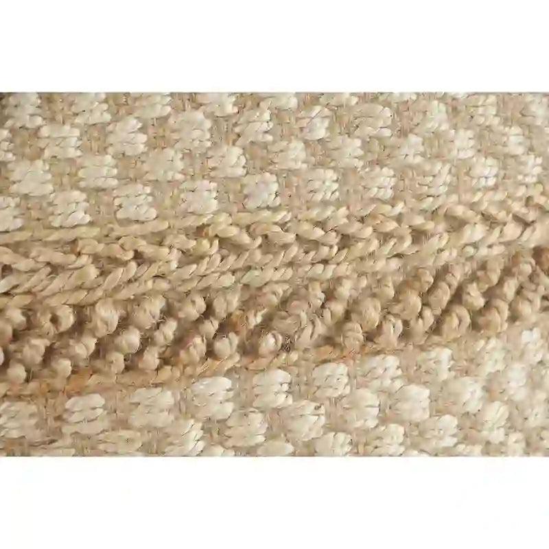 Pouf à carreaux en jute naturelle
