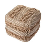 Pouf à carreaux en jute naturelle