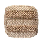 Pouf à carreaux en jute naturelle