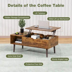 Tables basses relevables en bois avec rangement et compartiment secret