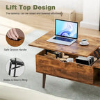 Tables basses relevables en bois avec rangement et compartiment secret
