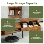 Tables basses relevables en bois avec rangement et compartiment secret