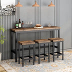 Table de salle à manger extra longue avec 3 tabourets de bar