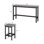 Table de salle à manger extra longue avec 3 tabourets de bar