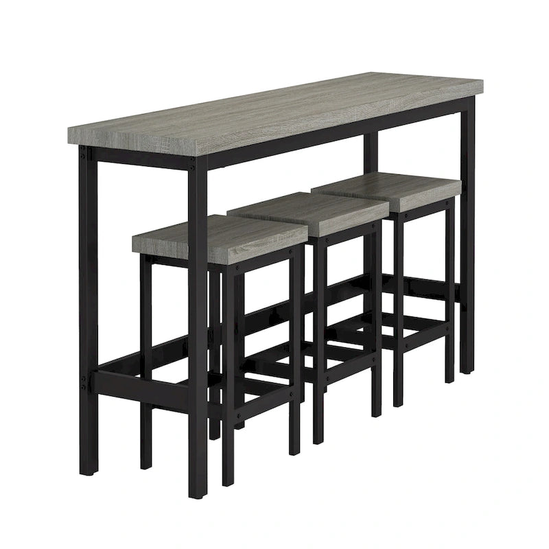 Table de salle à manger extra longue avec 3 tabourets de bar