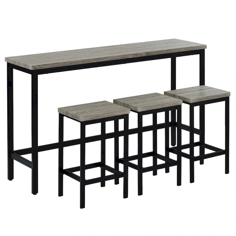 Table de salle à manger extra longue avec 3 tabourets de bar