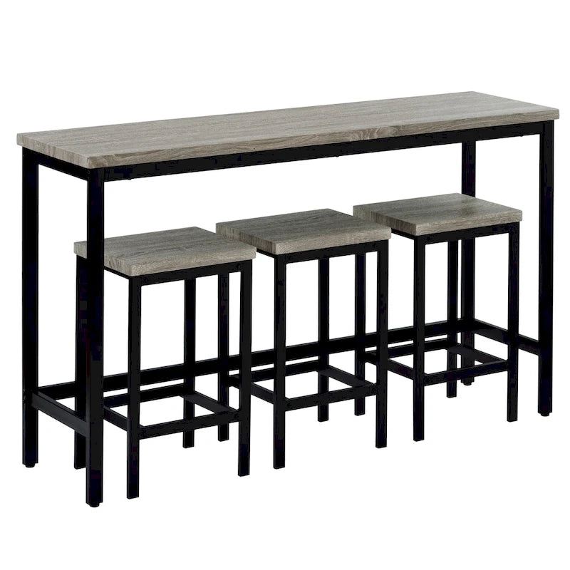 Table de salle à manger extra longue avec 3 tabourets de bar