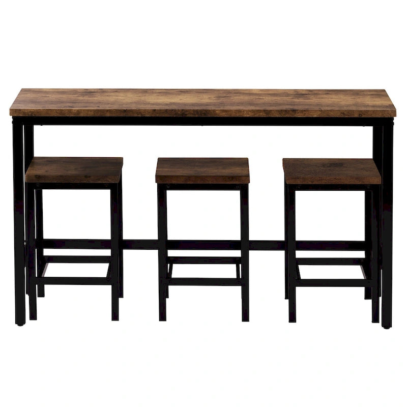 Table de salle à manger extra longue avec 3 tabourets de bar