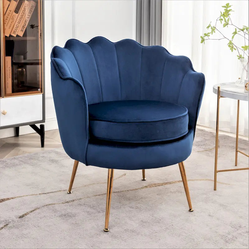 Fauteuil crapaud large en velours de 28,3 po avec pieds en métal doré