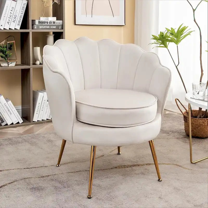 Fauteuil crapaud large en velours de 28,3 po avec pieds en métal doré