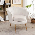 Fauteuil crapaud large en velours de 28,3 po avec pieds en métal doré