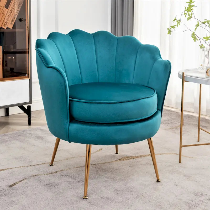 Fauteuil crapaud large en velours de 28,3 po avec pieds en métal doré