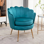 Fauteuil crapaud large en velours de 28,3 po avec pieds en métal doré