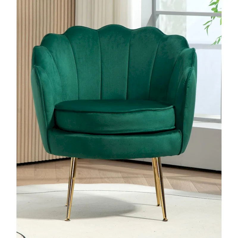 Fauteuil crapaud large en velours de 28,3 po avec pieds en métal doré