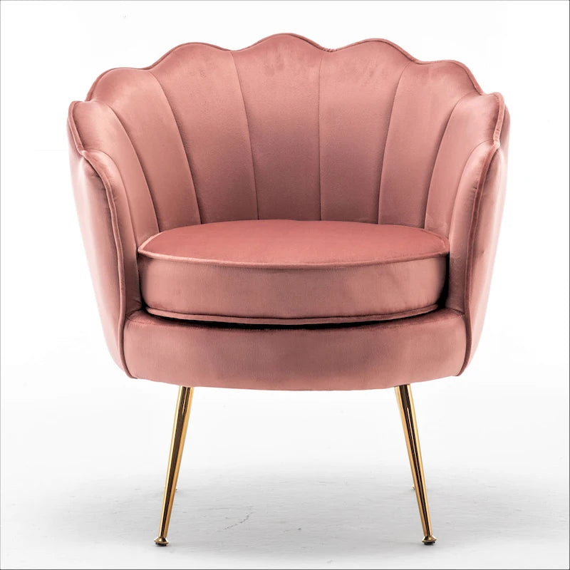 Fauteuil crapaud large en velours de 28,3 po avec pieds en métal doré