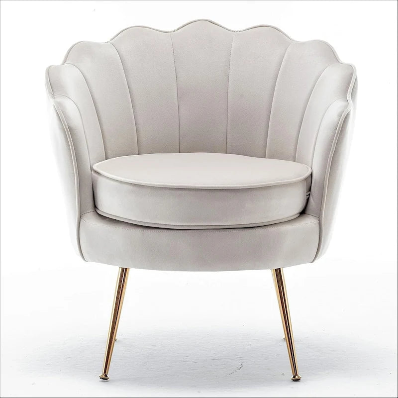 Fauteuil crapaud large en velours de 28,3 po avec pieds en métal doré